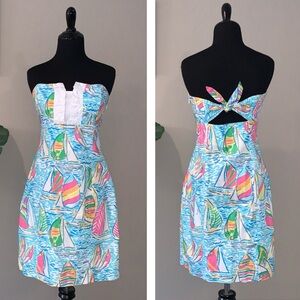 Lilly Pulitzer You Gotta Regatta Franco Dress, Multicolored Strapless, Size 6